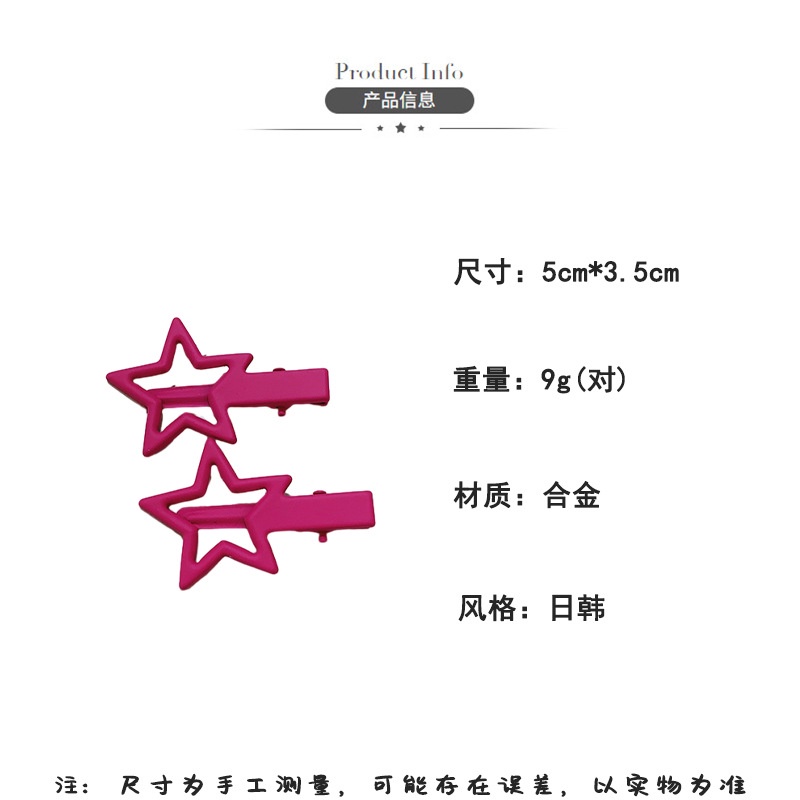 Kẹp Tóc Ngôi Sao Bằng Kim Loại Màu Kẹo Ngọt Dành Cho Nữ