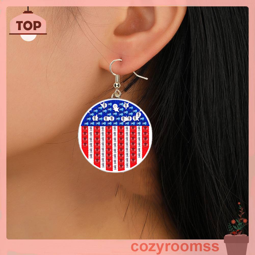 Set 2 Đôi Bông Tai Đính Hạt Kim Cương Giả Hình Dạng Đặc Biệt DIY