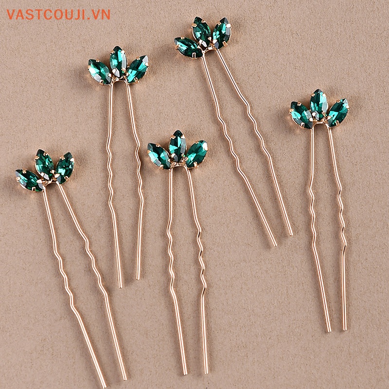 Trâm Cài Tóc Chữ U Màu Bạc Đính Đá Pha Lê Cho Cô Dâu