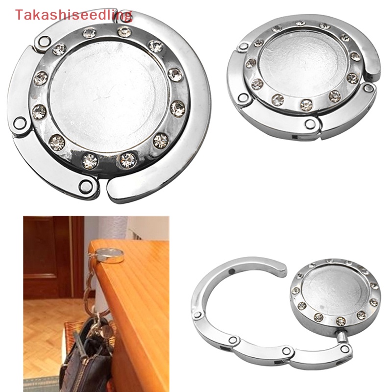 1 Móc Treo Túi Xách Hình Tròn Bằng Pha Lê Gấp Gọn Tiện Dụng