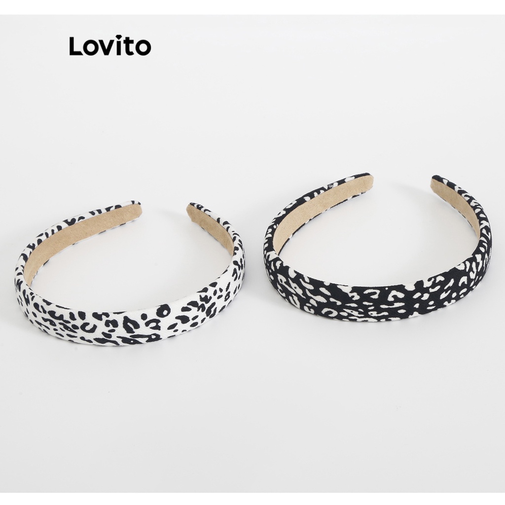 Lovito Băng đô cơ bản họa tiết da báo thông thường cho nữ LNA09347 (Cà phê/Trắng/Đen)