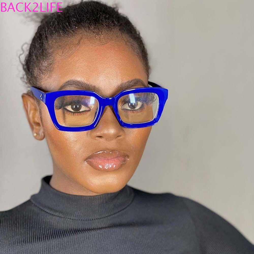 BACK2LIFE Kính Mát Gọng Vuông Lớn Chống Bức Xạ In Họa Tiết Da Báo Thời Trang Phong Cách Hàn Quốc Cho Nữ