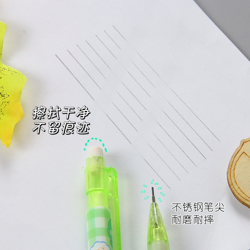 1 Bút Chì Bấm 0.5mm Hình Khủng Long Màu Xanh Lá Dễ Thương