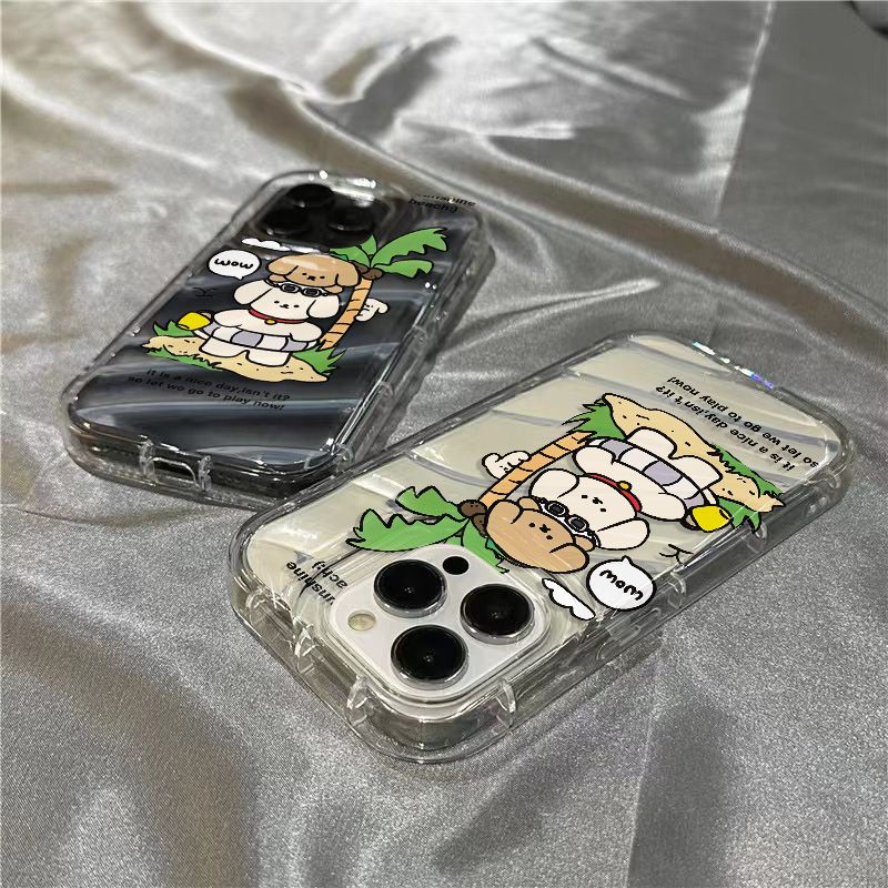 Ốp Điện Thoại Mềm Trong Suốt In Họa Tiết Cây Dừa / Cún Cưng Dễ Thương Cho Iphone 7 plus xr / 8 1312 / 14Promax11 / YTBM