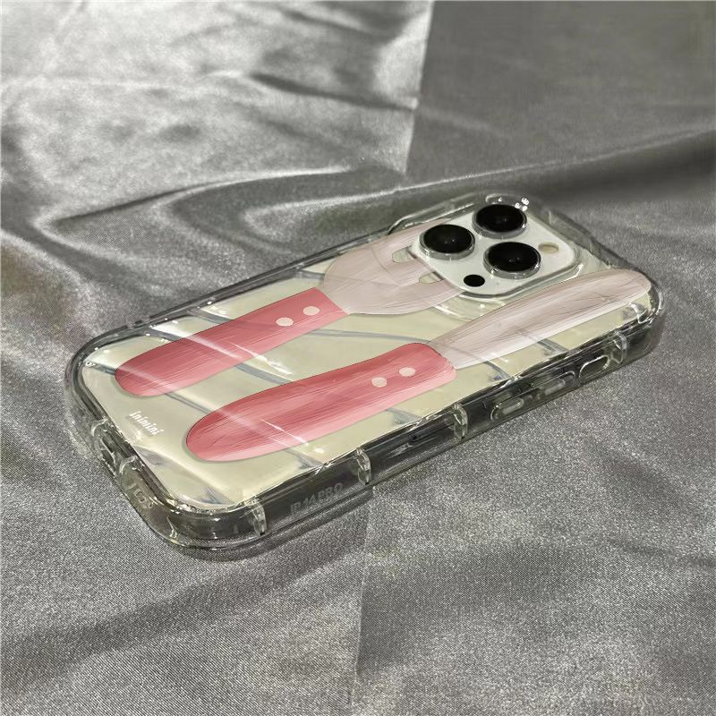 Nĩa Dao Tiện Lợi Đa Năng1181312Ốp Điện Thoại Mềm Trong Suốt Màu Hồng Cho iPhone14promax7sins / plus / xr