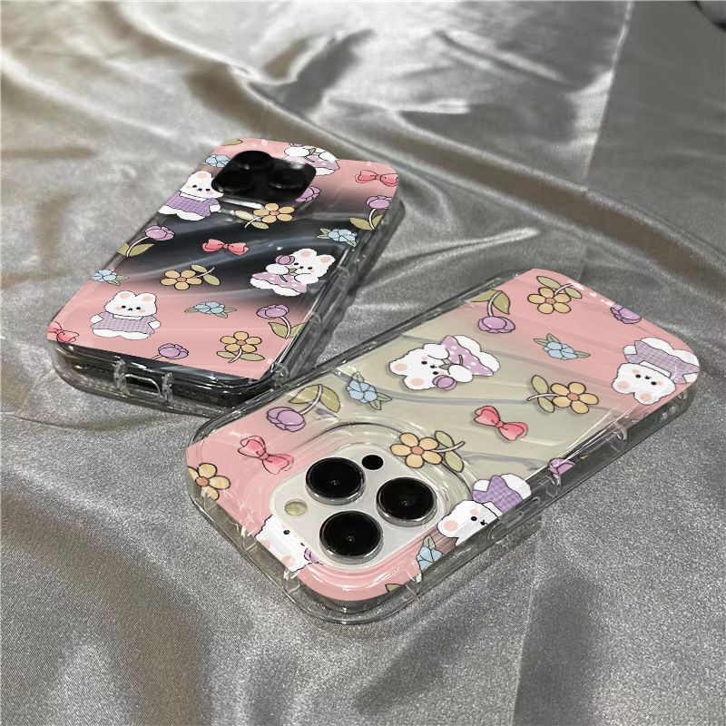 Ốp Điện Thoại Mềm Trong Suốt In Hình Thỏ Và Hoa Dễ Thương Cho iPhone14promax8 1312xr11plus7 GXZ5