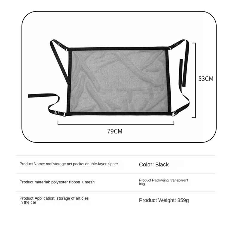 Lưới Hai Lớp Có Khóa Kéo Gắn Nóc Xe Hơi Tiện Lợi