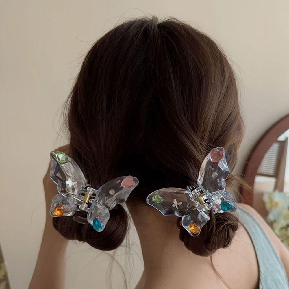 Kẹp Tóc Càng Cua Bằng Acrylic Trong Suốt Họa Tiết Hình Học Cho Nữ Rửa Mặt
