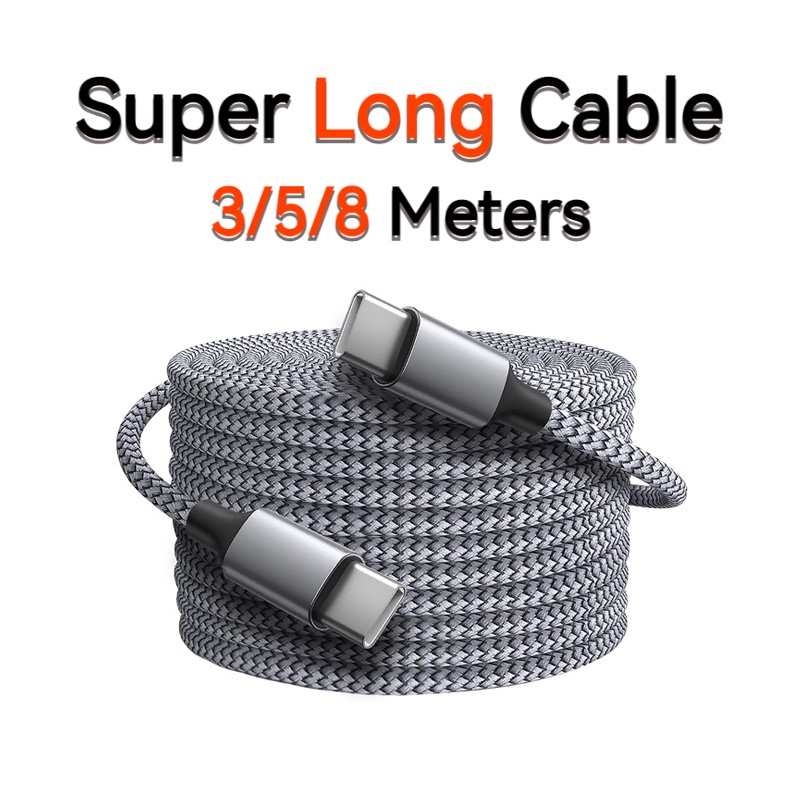 Dây Cáp Sạc Siêu Dài 3 / 5 / 8M 60W Type-C Sang Type C Cho Xiaomi Samsung