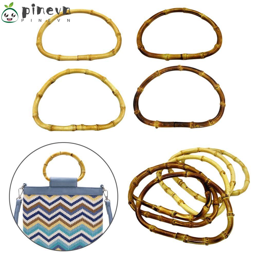 PINEVN Tay Cầm Túi Xách Bằng Tre DIY Có Khóa Cài Tiện Dụng