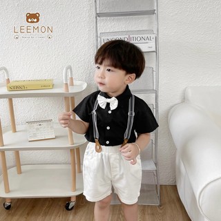 SET BỘ SƠ MI CÔNG TỬ PHỐI ĐAI CHO BÉ