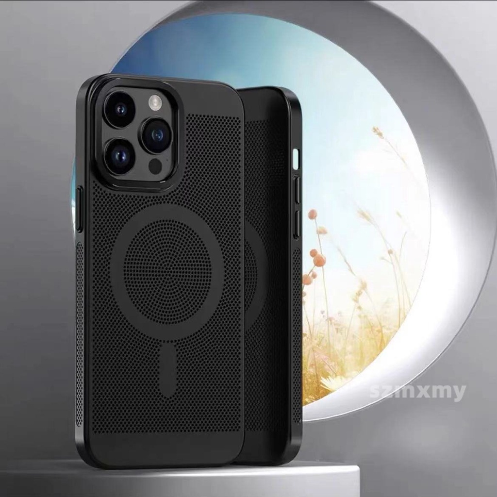 Ốp Điện Thoại Kim Loại Hít Nam Châm Tản Nhiệt Thoáng Khí Màu Kẹo Cho IPhone 14 Plus 13 12 11 Pro Max
