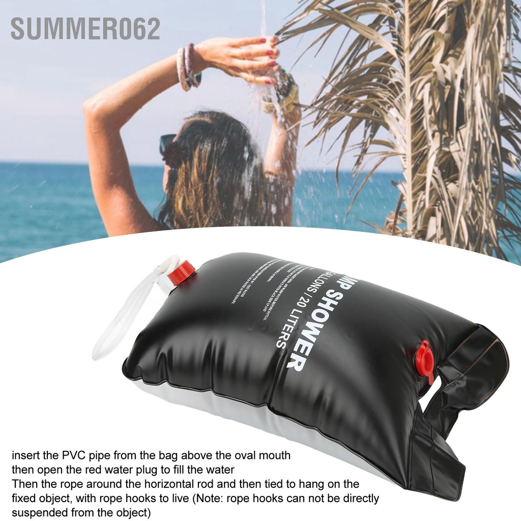 Summer062 20L Năng Lượng Mặt Trời Túi Tắm Làm Dày Tiết Kiệm Thân Thiện Với Môi Trường Di Động Nước Cắm Trại Cho Ngoài