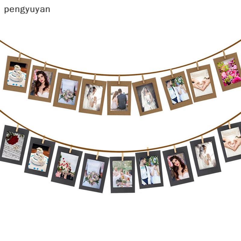Bộ 10 Khung Ảnh Bằng Giấy Kraft Kèm Kẹp 2M Trang Trí Nhà Cửa DIY