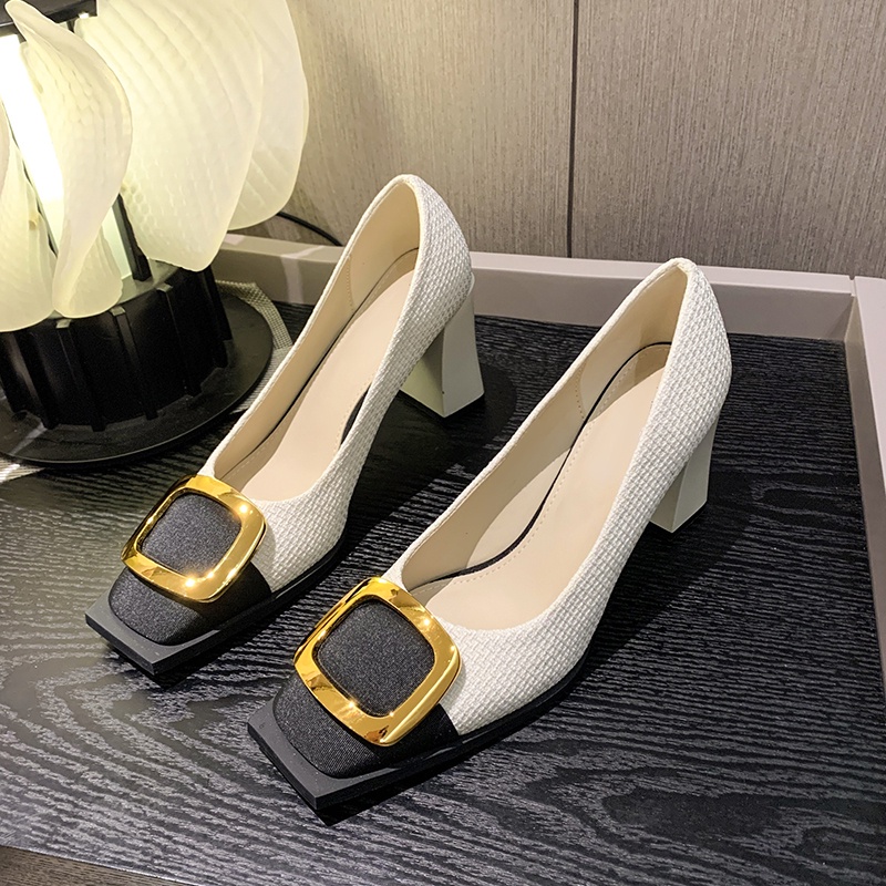 Giày Cao Gót Da Mũi Vuông 34 Thời Trang Cho Nữ