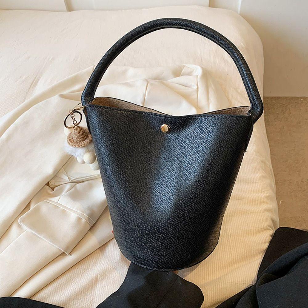 MIQUEL Túi Xách Da Hình Tròn Cỡ Lớn Phối Lông Mềm Mại Thời Trang Cho Nữ