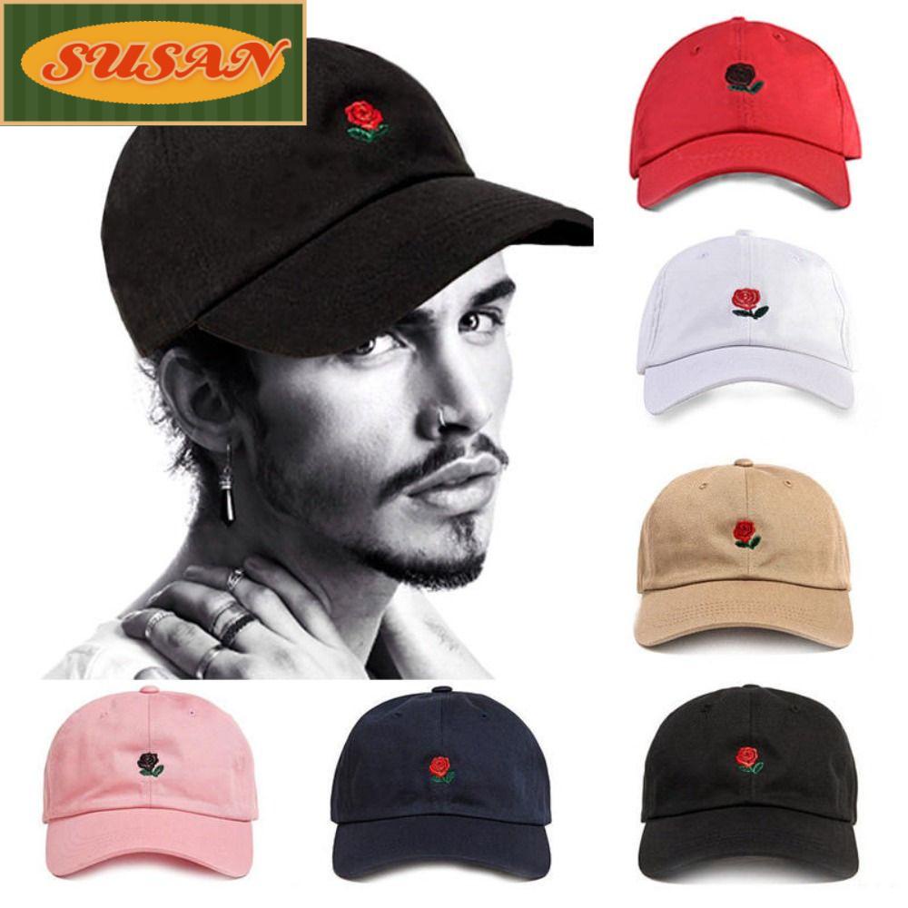 Mũ Lưỡi Trai Chất Liệu Polyester Thêu Hoa Hồng Chất Lượng Cao Cho Nam Nữ