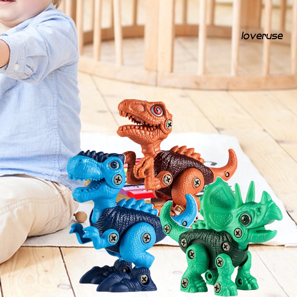 1 Bộ Đồ Chơi Lắp Ráp Mô Hình Khủng Long Hoạt Hình Đáng Yêu Kèm Đai Ốc