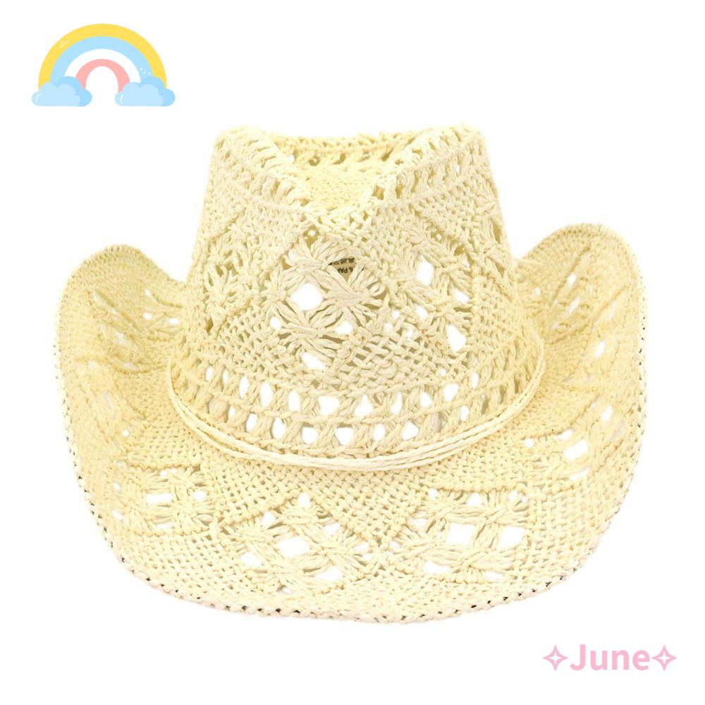 Mũ Cói Rộng Vành Chống Nắng Thoáng Khí Thời Trang Đi Biển Phong Cách Cao Bồi Phương Tây