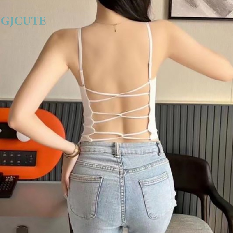 Áo Hai Dây Mỏng Mùa Hè Màu Trơn Có Đệm Ngực Gợi Cảm Cho Nữ