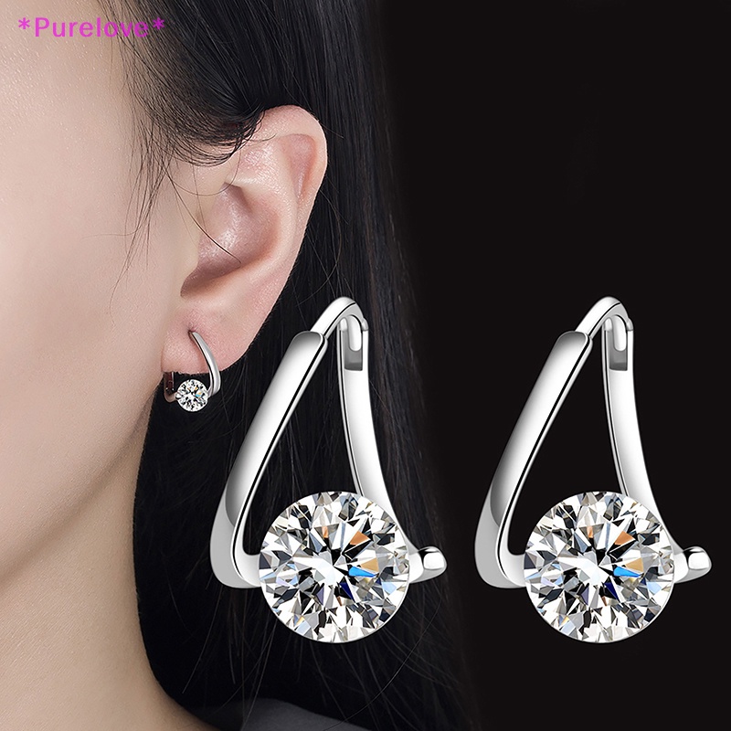 1 Đôi Bông Tai Đính Đá Zircon Đơn Giản Phong Cách Hàn Quốc Dành Cho Nữ Mới
