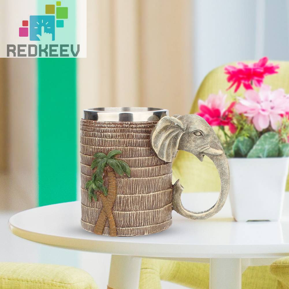 Cốc Chịu Nhiệt Hình Voi Và Cây Dừa Độc Đáo Trang Trí Phòng Khách / Nhà Bếp