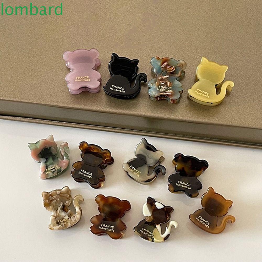 LOMBARD Kẹp Tóc Mini Hình Gấu / Mèo Dễ Thương Phong Cách Hàn Quốc