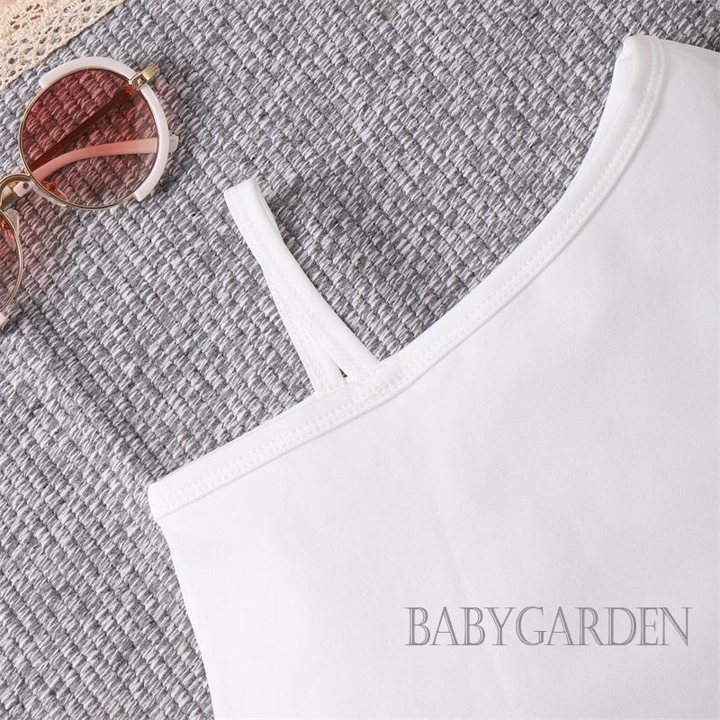 Set Áo Tay Bèo Nhún Màu Sắc Ngọt Ngào + Quần Yếm Lưng Thun Ống Rộng Thời Trang Mùa Hè Cho Bé Gái / 4-7 Tuổi