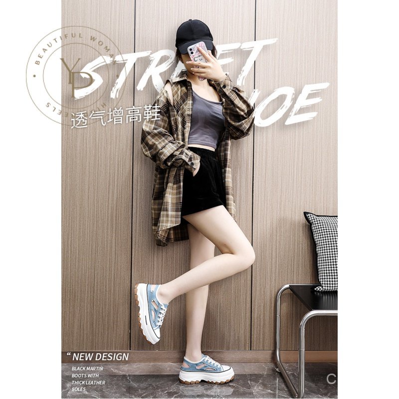 Giày Vải Canvas Br312 Thời Trang Mùa Hè 2023 Đế Dày Tăng Chiều Cao Thoáng Khí Phong Cách Mới Cho Nữ