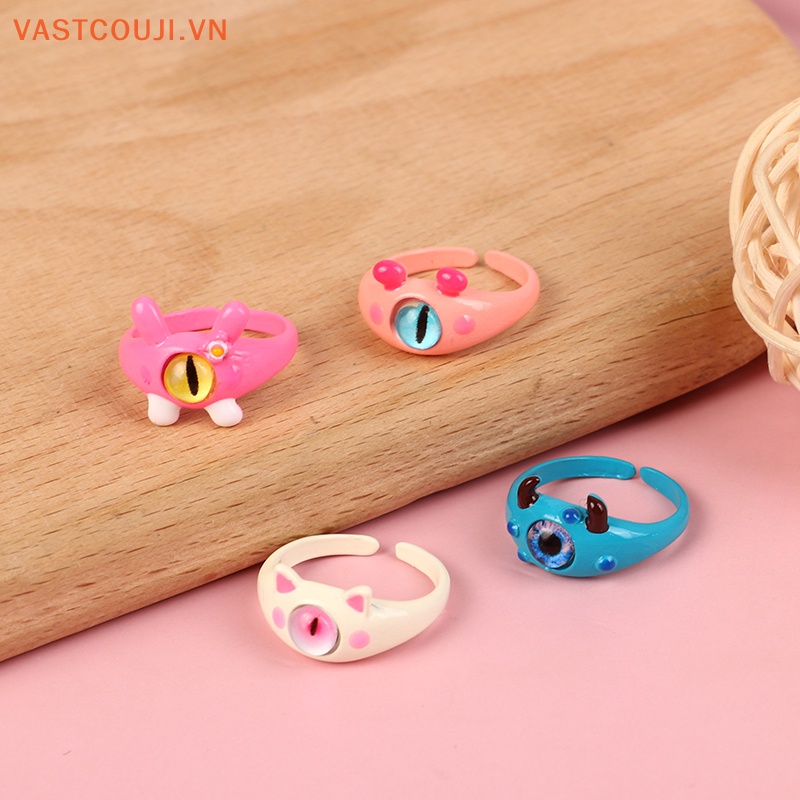 Nhẫn Cưới Dạng Hở Hình Mắt Mèo Màu Xanh Lá Dễ Thương Cho Nữ