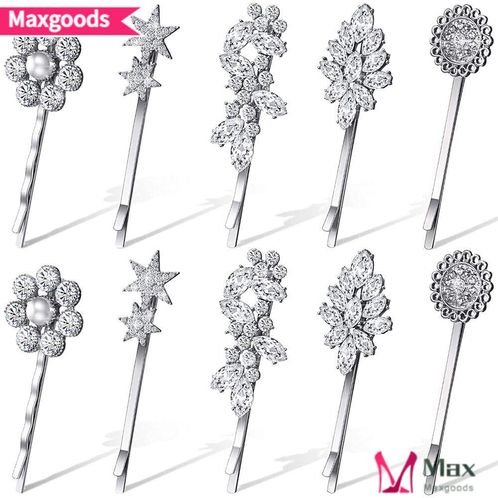 MAXG Set 5 Kẹp Tóc Hình Hoa Hướng Dương / Lá Đính Pha Lê Phong Cách Cổ Điển Cho Nữ