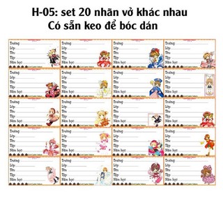 Nhãn vở sakura 100 nhãn khác nhau / nhãn dán anime card captor sakura