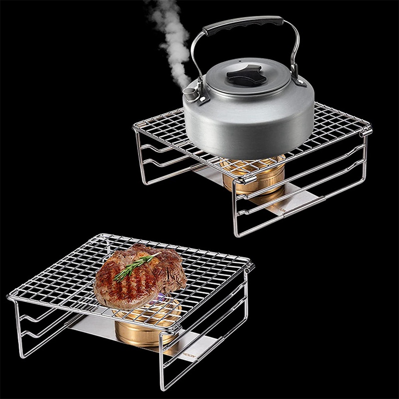 Vỉ Nướng BBQ Mini Bằng Thép Không Gỉ Có Thể Gấp Gọn Tiện Dụng Mang Theo Du Lịch Dã Ngoại
