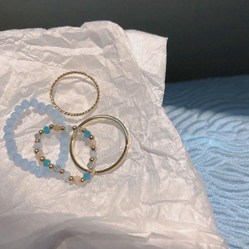 Ygt Set 4 Nhẫn Đeo Khớp Ngón Tay Co Giãn Đính Hạt Thời Trang Mùa Hè Cho Nữ