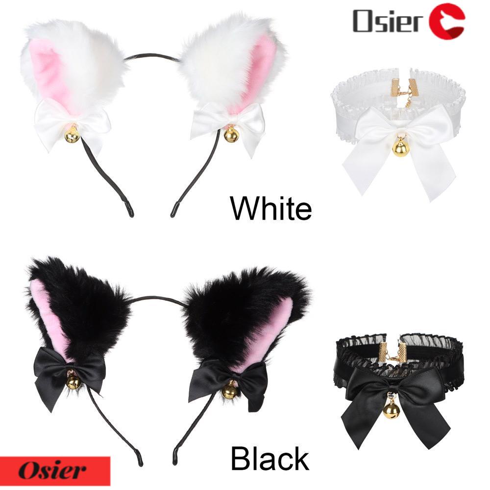 OSIER1 Set 2 Băng Đô Tai Mèo Bông Hóa Trang Cho Tuổi Teen