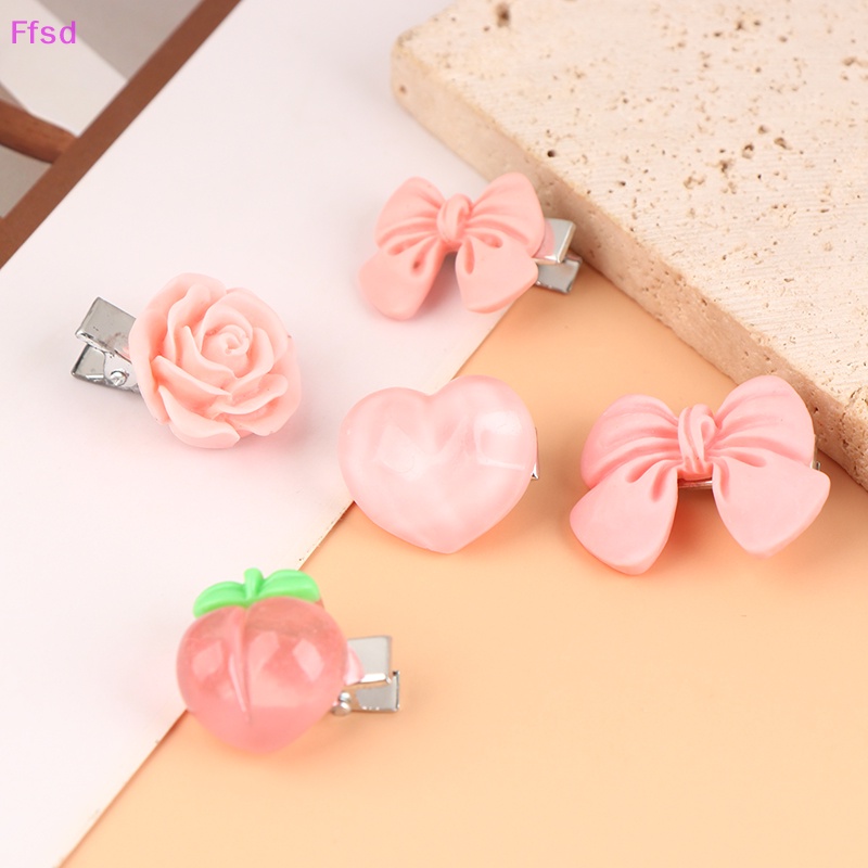 Set 5 Kẹp Tóc Hình Nơ / Hoa Hồng / Đào Dễ Thương Cho Nữ