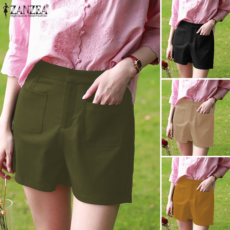 Zanzea Quần Short Nữ Ống Rộng Lưng Cao Thời Trang