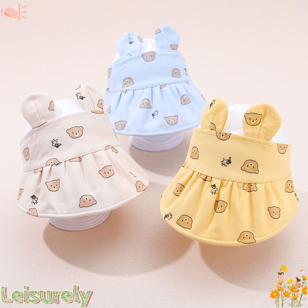 LEILY Mũ Tai Bèo Chống Nắng Thoáng Khí In Họa Tiết Chú Gấu Dễ Thương Thời Trang Mùa Hè Cho Bé