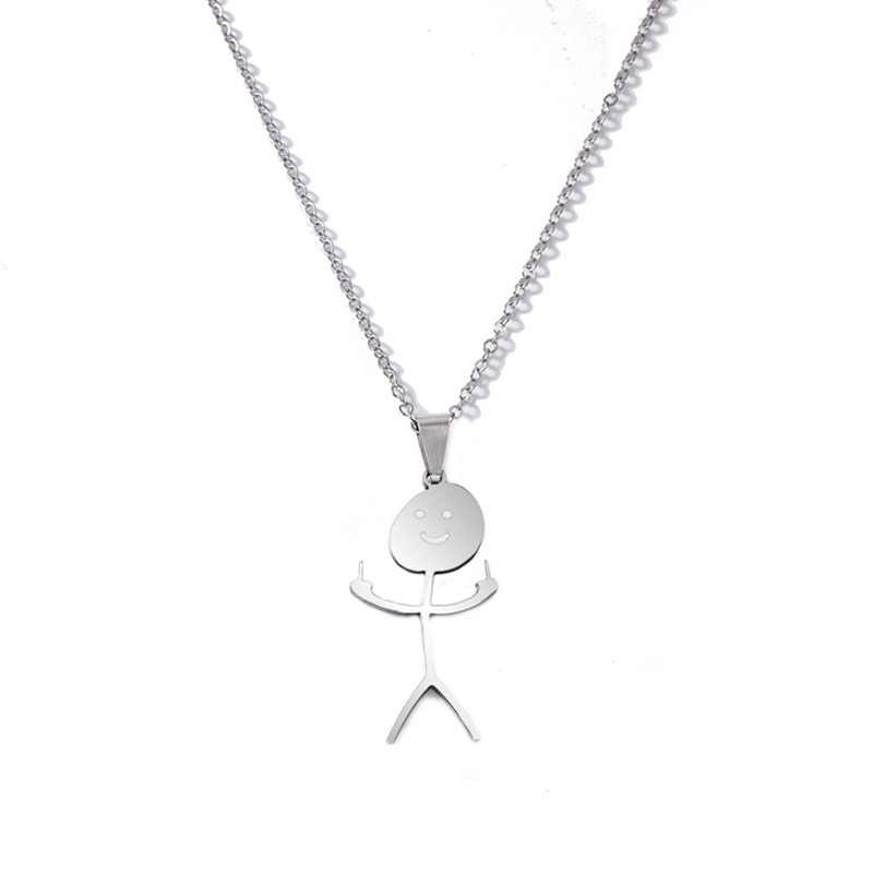 Ygt Vòng cổ Bằng Thép Không Gỉ Mặt Hình Ngón Tay Giữa Vui Nhộn Cá Tính