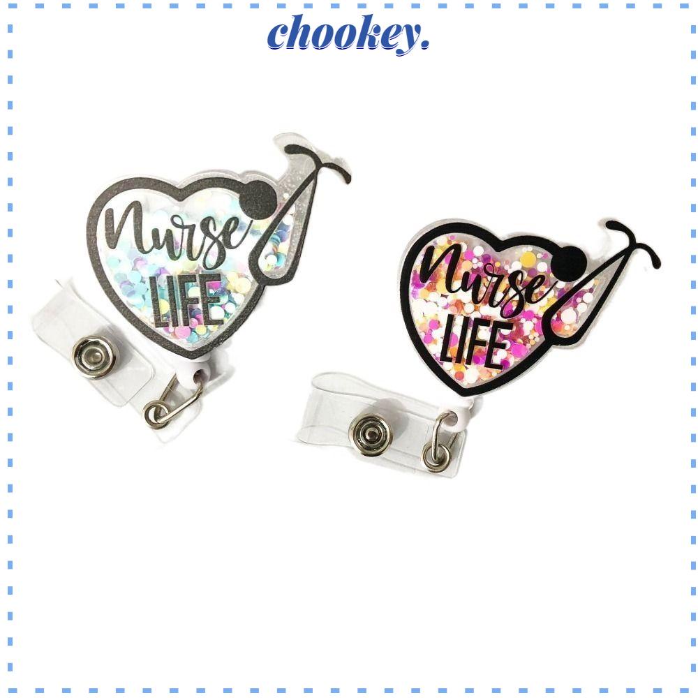 CHOOKEY Kẹp Cá Sấu Màu Xanh Dương Hình Trái Tim Dễ Thương Có Thể Thu Gọn Cho Y Tá / Y Tá