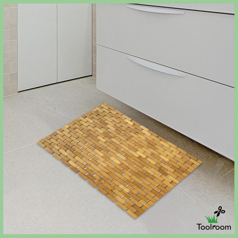 Thảm Lót Sàn Chống Trượt Họa Tiết Vân Gỗ Tre Độc Đáo