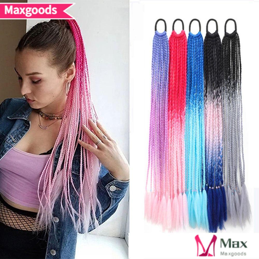 MAXG Băng Đô Tóc Giả Thắt Bím Đuôi Ngựa Co Giãn Nhiều Màu Thời Trang