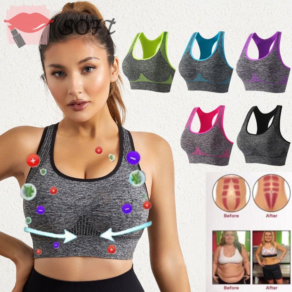 SOFTNESS Áo Ngực Thể Thao Nâng Ngực Ion Chất Liệu Cotton Nylon Thiết Kế Không Đường May Thiết Kế Mới Dùng Tập Yoga
