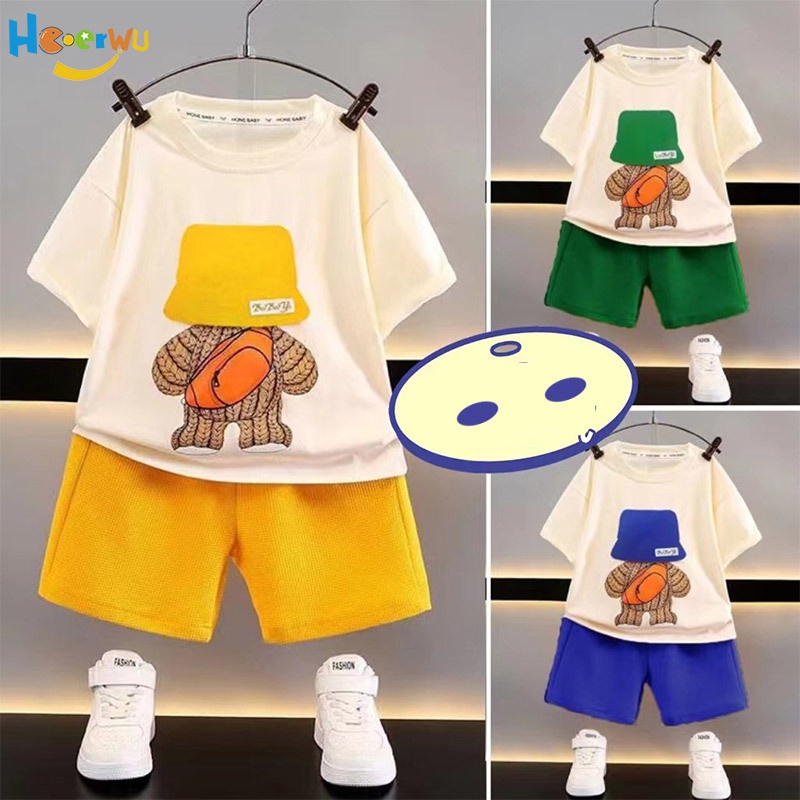 Set Áo Thun Tay Ngắn Dáng Rộng + Quần short Năng Động Thời Trang Cho Bé