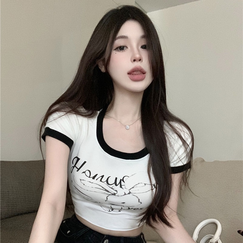 COZOK Áo Thun Tay Ngắn Dáng Ôm In Họa Tiết Thời Trang Trẻ Trung