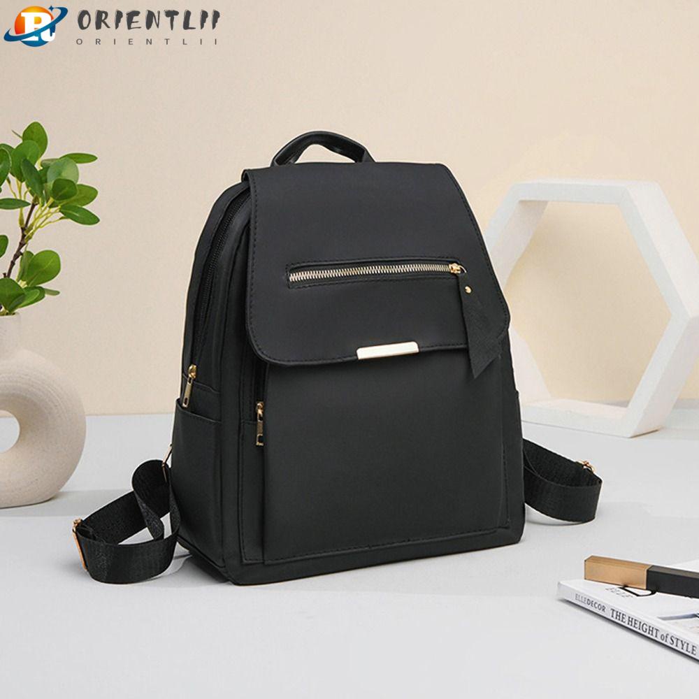 ORIENTLII Ba Lô Nylon Màu Đen Chống Nước Sức Chứa Lớn Đa Năng Dành Cho Nữ Tuổi Teen