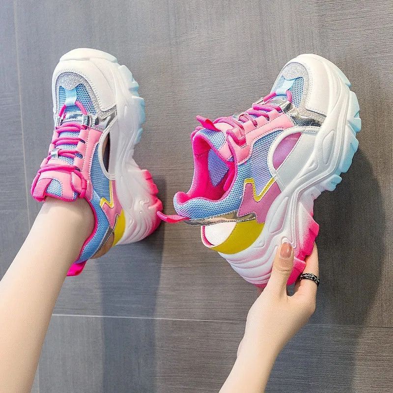 Giày Mùa Hè 2023 Đế Dày Tăng Chiều Cao Thoáng Khí Phong Cách Hàn Quốc Cho Nữ