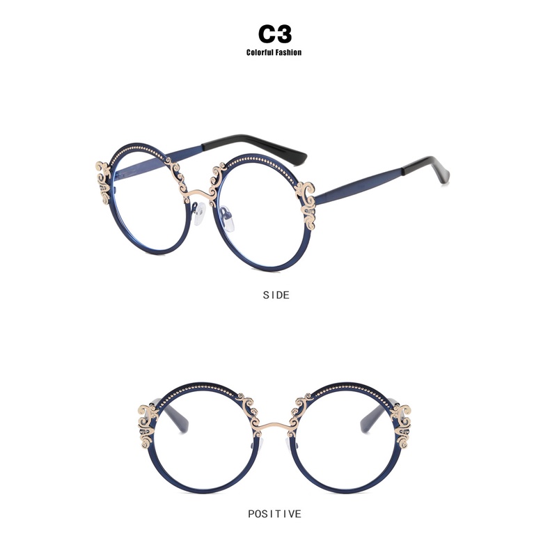 Kính Mát Gọng Kim Loại Tròn Chống Bức Xạ Thời Trang Cho Nữ