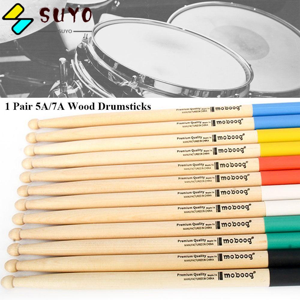 SUYO 1 Cặp Dùi Trống Gỗ 10 Kiểu Với Tay Cầm Chống Trượt 5A / 7A