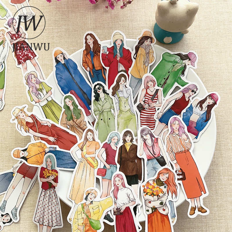 Bộ 60 Tấm Sticker Hình Cô Gái Đơn Giản Sáng Tạo